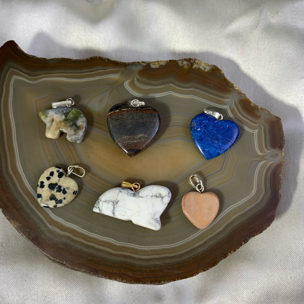 6 GEMSTONE PENDANTS